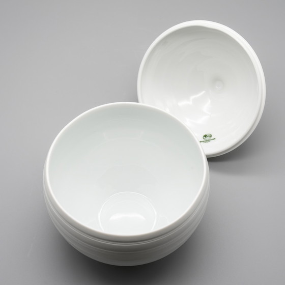 Image 1 of Zeldzame Hutschenreuther Hans Achtziger Design Reliëf Bisque porseleinen bol deksel doos