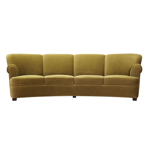 Groene velours sofa, Deens ontwerp, 1960S, Productie: Denemarken