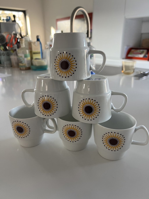 6 vintage koffiemokken