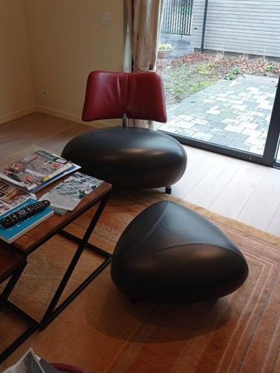 Image 1 of 2x Leolux stoelen met poef