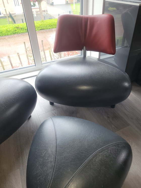 Image 1 of 2x Leolux stoelen met poef