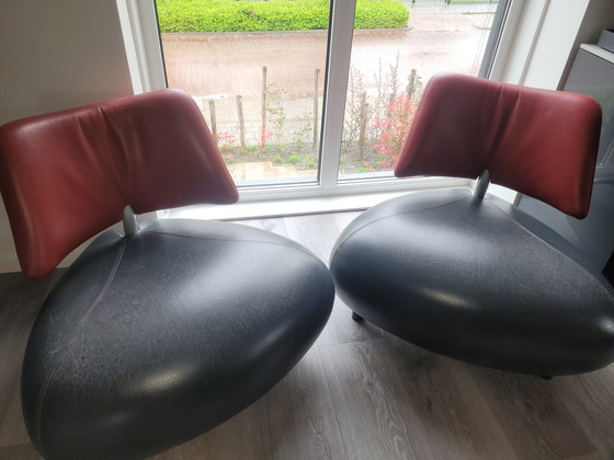 Image 1 of 2x Leolux stoelen met poef