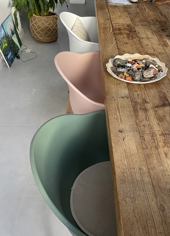 Image 1 of 6x Wehkamp Pastelkleurige Eettafel Kuipstoelen