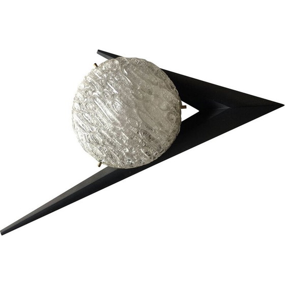 Image 1 of Vintage wandlamp van hout, metaal en glas, Frankrijk 1950