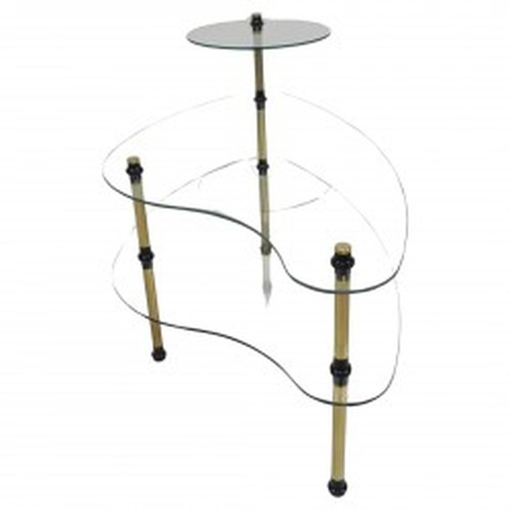 Image 1 of Étagère met 3 glazen niervormige borden - jaren 1950