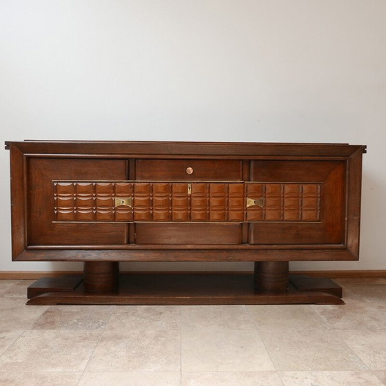 Image 1 of Vintage art deco buffetkast in hout en messing, Frankrijk 1930