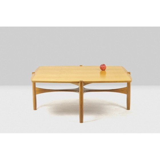 Image 1 of Vintage vierkante salontafel van kersenhout, Denemarken 1970