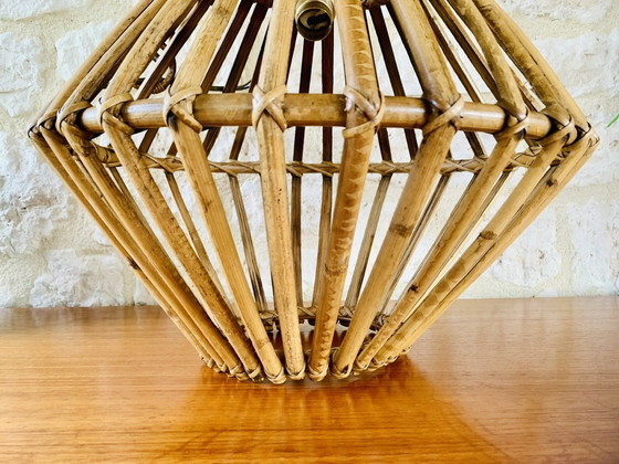 Image 1 of Mid Century, Bamboe & Rotan Hanglamp, 1960'S