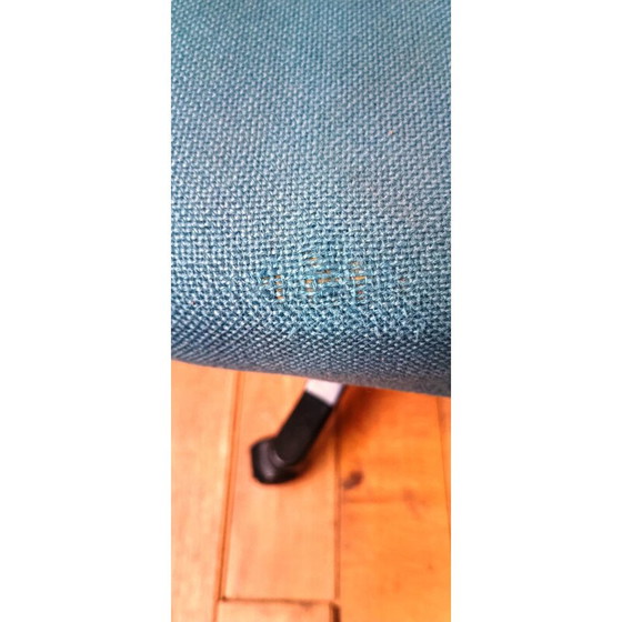Image 1 of Vintage metalen en blauwe stoffen bureaustoel van Albert Stoll voor Giroflex