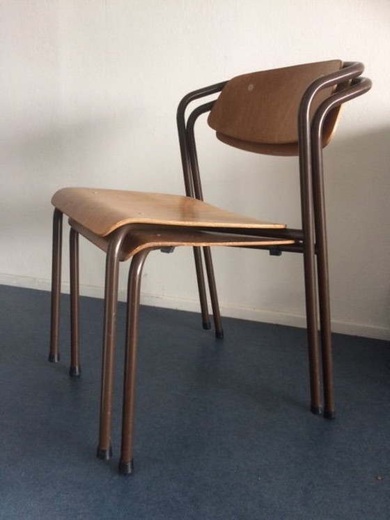 Image 1 of 8x Vintage Stackable Chairs