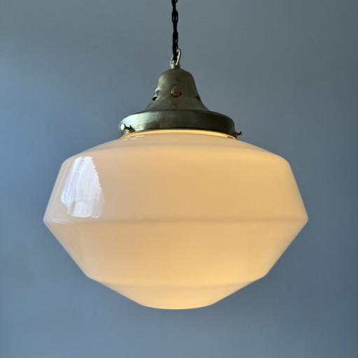 Antieke Opaline Hanglamp Xxl 34 Cm Art-Deco