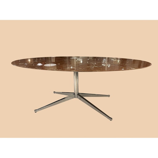Vintage Carrara marmer en metalen eettafel voor Knoll International