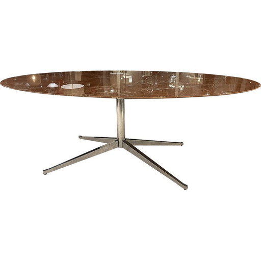 Vintage Carrara marmer en metalen eettafel voor Knoll International