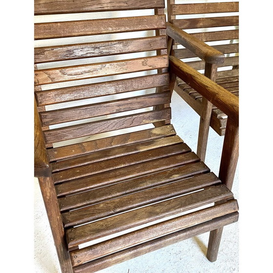 Image 1 of Paar vintage eikenhouten leunstoelen, 1950