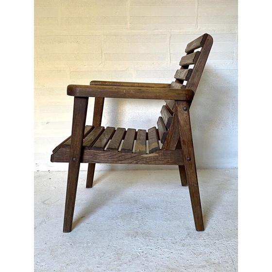 Image 1 of Paar vintage eikenhouten leunstoelen, 1950