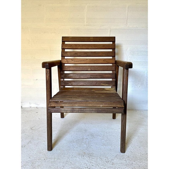 Image 1 of Paar vintage eikenhouten leunstoelen, 1950