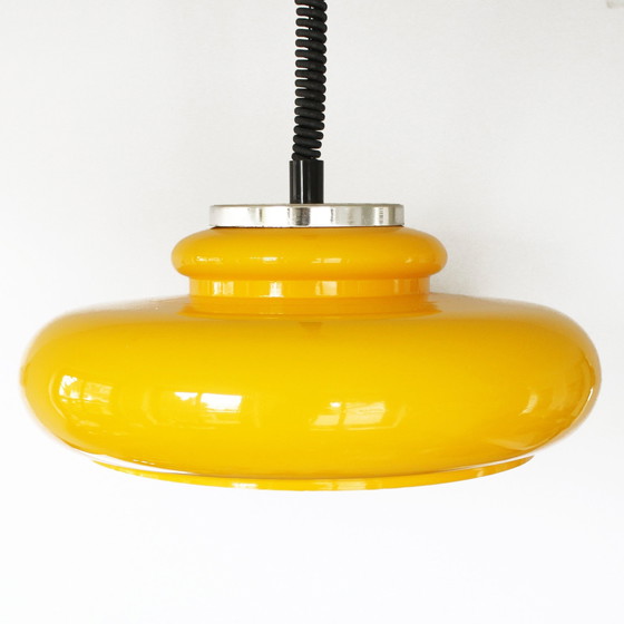 Image 1 of Vintage 1970S Duitse Space Age plafondlamp met verstelbare gele kap