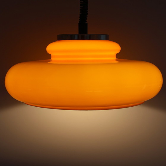 Image 1 of Vintage 1970S Duitse Space Age plafondlamp met verstelbare gele kap