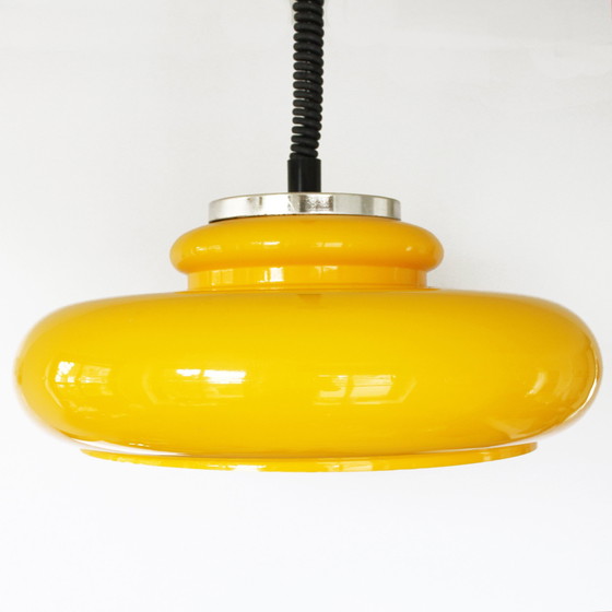 Image 1 of Vintage 1970S Duitse Space Age plafondlamp met verstelbare gele kap