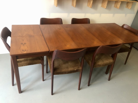 Image 1 of Vintage Niels Otto Møller Tafel Met Model 71 Stoelen