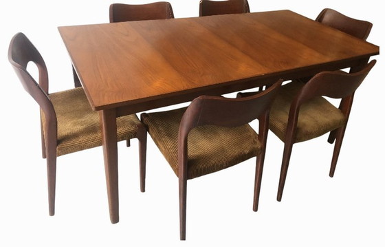 Image 1 of Vintage Niels Otto Møller Tafel Met Model 71 Stoelen