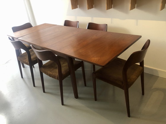 Image 1 of Vintage Niels Otto Møller Tafel Met Model 71 Stoelen