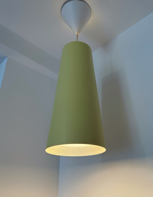 Gele metalen cilindervormige hanglamp Ikea 2000