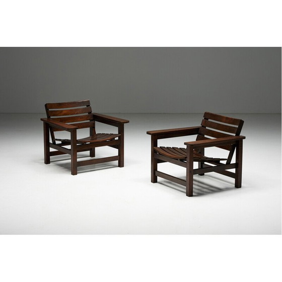 Image 1 of Vintage fauteuil in massief grenen, Frans 1970