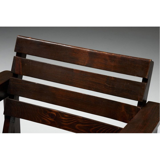 Image 1 of Vintage fauteuil in massief grenen, Frans 1970