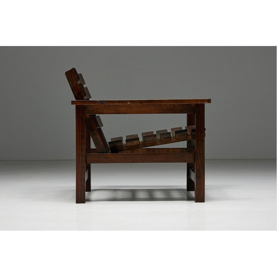 Image 1 of Vintage fauteuil in massief grenen, Frans 1970