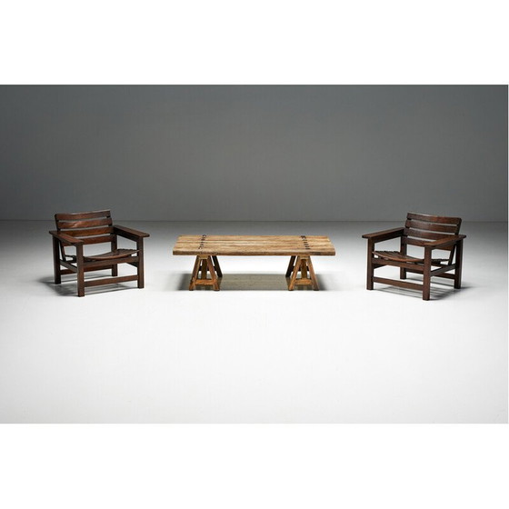 Image 1 of Vintage fauteuil in massief grenen, Frans 1970