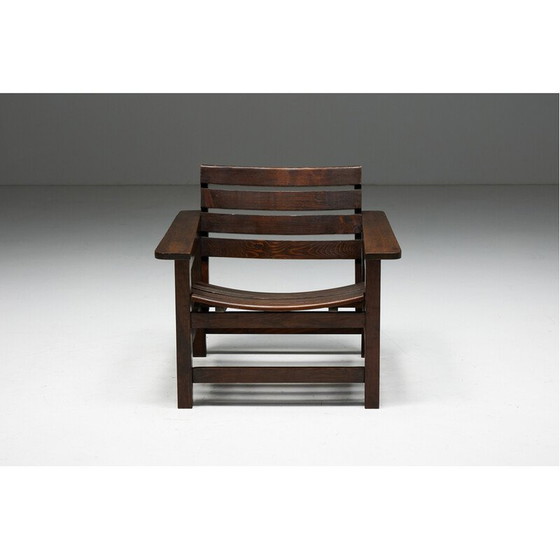 Image 1 of Vintage fauteuil in massief grenen, Frans 1970