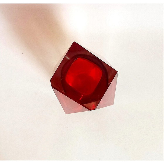 Image 1 of Vintage Murano glas vaas met facet geslepen door Luigi Mandruzzo, Italië 1960
