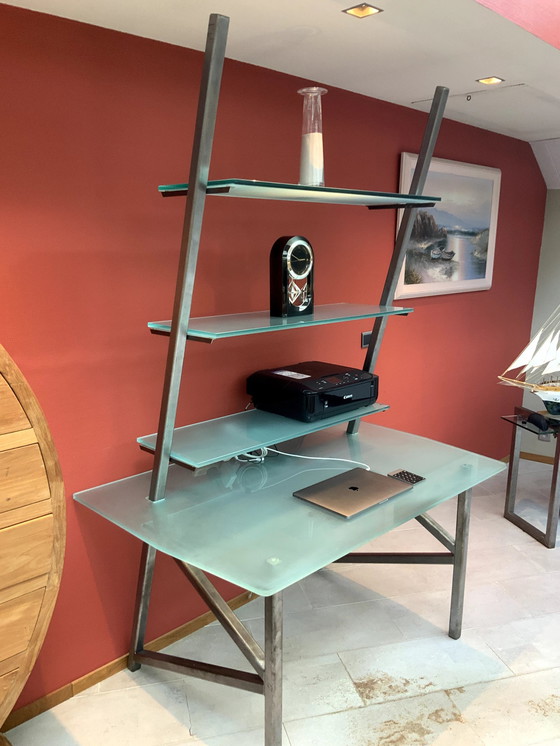 Image 1 of Bureau Meubel in Glas en Metaal