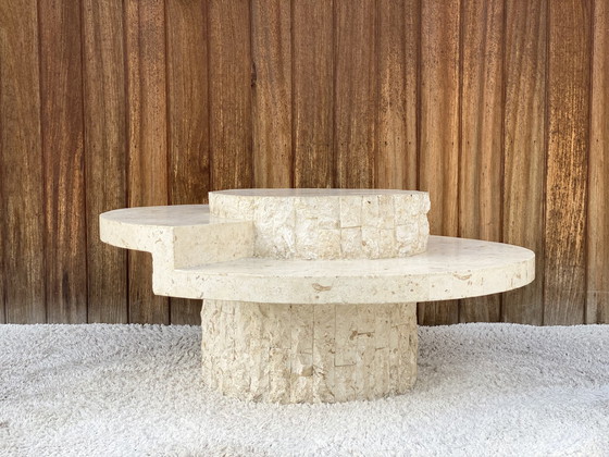 Image 1 of Vintage Coffeetable mactanstone, rond