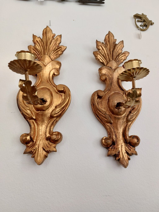 2x Vintage Italiaanse Wandkandelaar