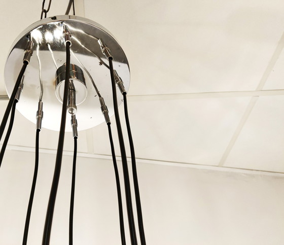 Image 1 of Vintage chromen trapsgewijze kroonluchter, jaren 70