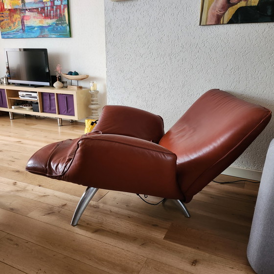 Image 1 of Leolux fauteuil, roodbruin leer