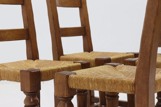 Image 1 of 4 x Vintage eetkamerstoelen met hoge rugleuning