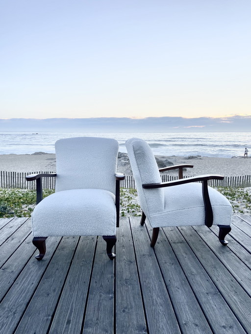 Paar Bouclettes Fauteuils 1950