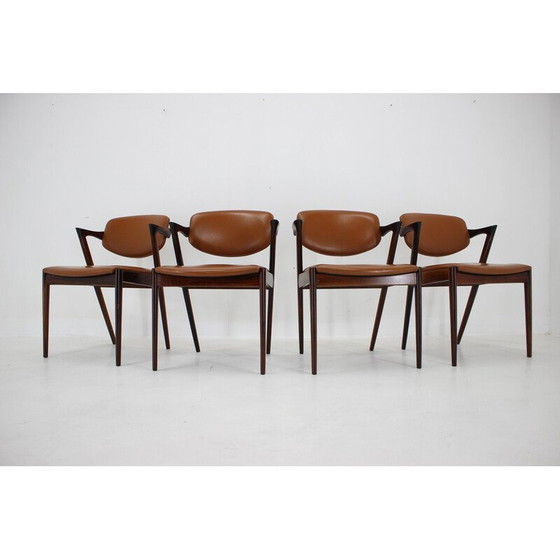 Image 1 of Set van 4 vintage model 42 eetkamerstoelen in rozenhout van Kai Kristiansen, jaren 1960