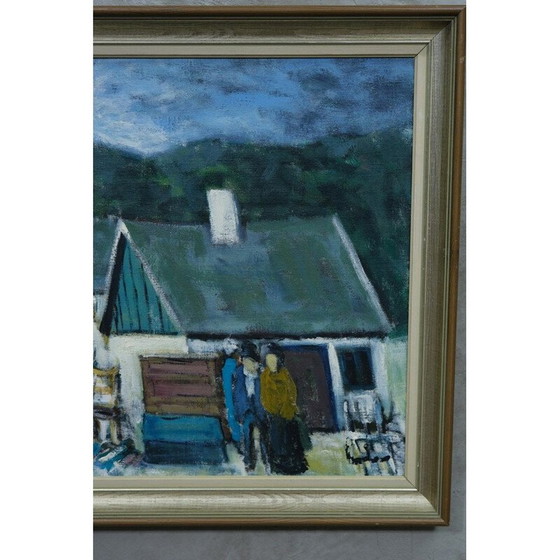 Image 1 of Scandinavische vintage olieverf op canvas Scène door Kai Christensen, jaren 1960