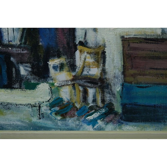 Image 1 of Scandinavische vintage olieverf op canvas Scène door Kai Christensen, jaren 1960