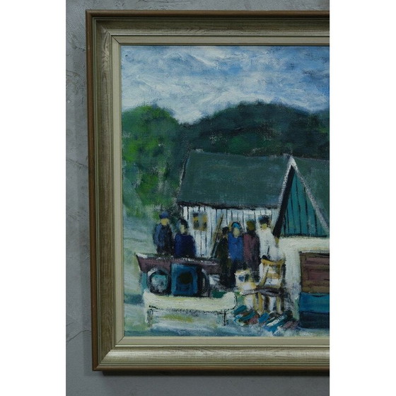 Image 1 of Scandinavische vintage olieverf op canvas Scène door Kai Christensen, jaren 1960