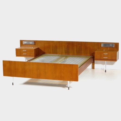 Vintage Mid Century Tweepersoons Bed Slaapkamer Set, 1960s