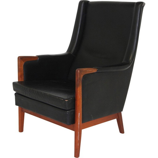 Vintage leren fauteuil van Karl Erik Ekselius, Zweden 1960