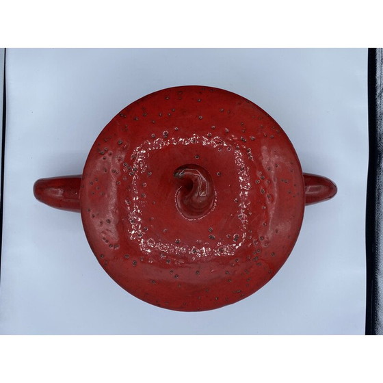 Image 1 of Vintage geëmailleerde pot van Charles Voltz voor Vallauris