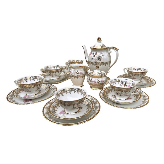 Image 1 of Porseleinen koffieset, Gouden Roos, Chodzież, Polen, 1980S.