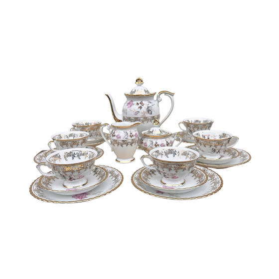 Image 1 of Porseleinen koffieset, Gouden Roos, Chodzież, Polen, 1980S.