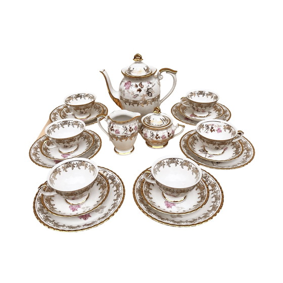 Image 1 of Porseleinen koffieset, Gouden Roos, Chodzież, Polen, 1980S.